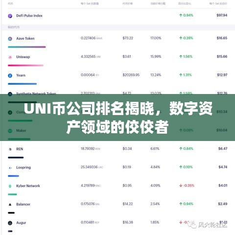 UNI币公司排名揭晓，数字资产领域的佼佼者