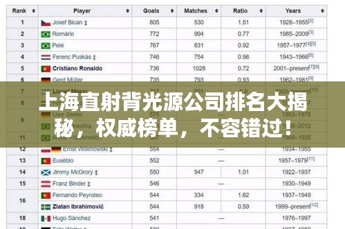 上海直射背光源公司排名大揭秘，权威榜单，不容错过！